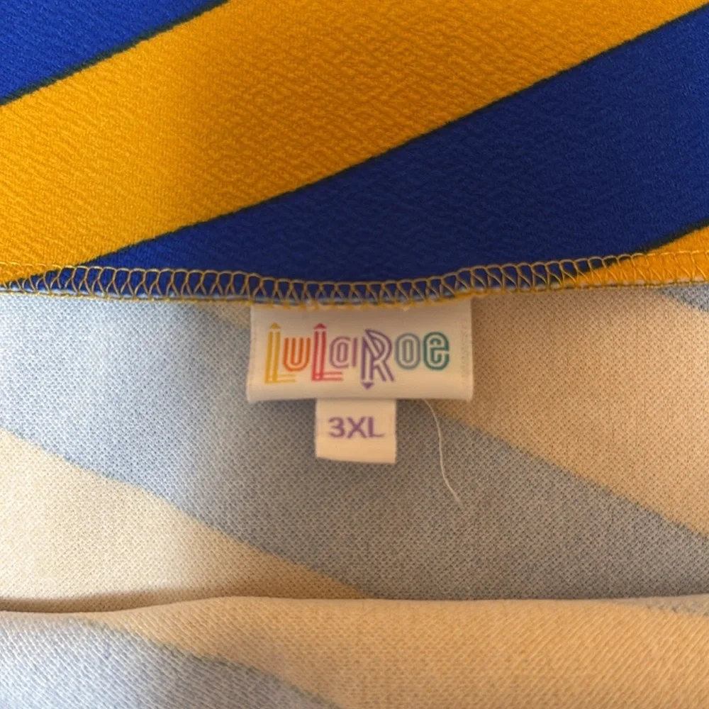 LulaRoe Striped Blue and Yellow Women's Pencil Skirt Size 3XL